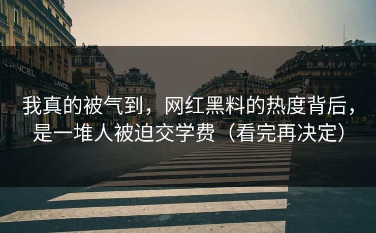 我真的被气到，网红黑料的热度背后，是一堆人被迫交学费（看完再决定）
