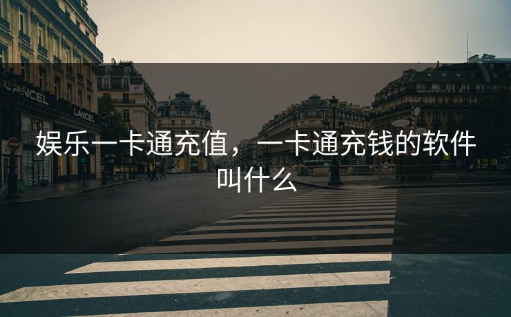 娱乐一卡通充值，一卡通充钱的软件叫什么