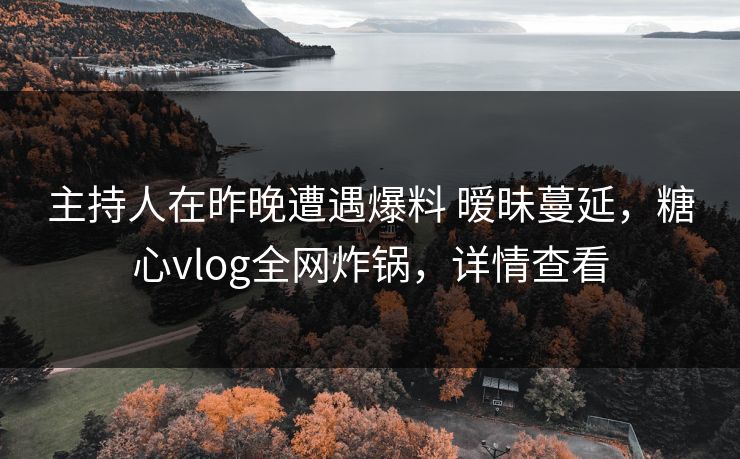 主持人在昨晚遭遇爆料 暧昧蔓延，糖心vlog全网炸锅，详情查看